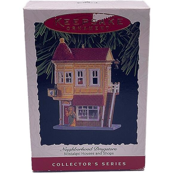 1994 Hallmark Keepsake Neighborhood Drugstore Nostalgic Houses & Shops Ornament - Picture 1 of 8